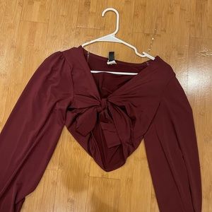 long sleeve windsor tie top